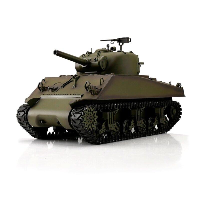 TORRO tank 1/16 RC M4A3 Sherman zelená kamufláž - BB Airsoft+IR (kovové pásy)