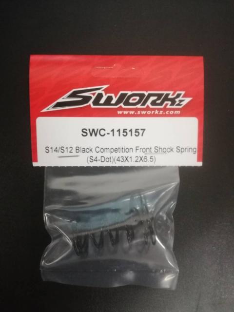SWORKz 1/10 Competition černé pružiny olej. tlumičů přední S4, 43x1.2x6.5mm, 2 ks.