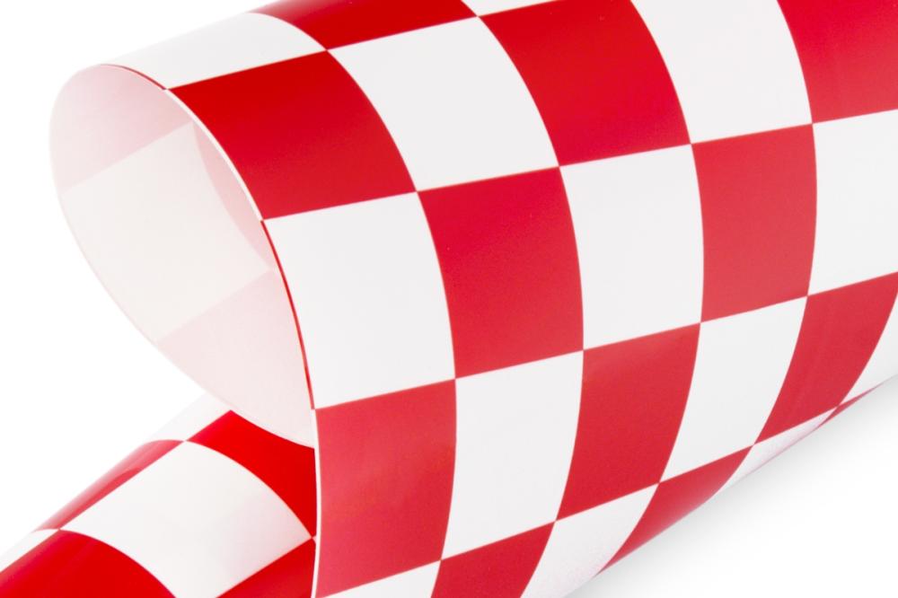 KAVAN nažehlovací fólie - šachovnice červená/bílá