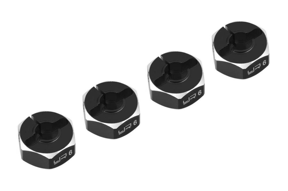 Hliníkové HEX unašeče kola 12x6mm, 4ks, černé