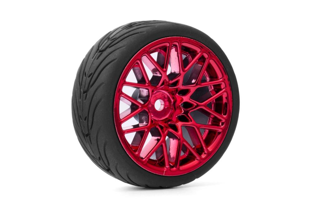 Spec T LS Wheel Offset 3 Red w/Tire 4ks pro 1/10 Silniční