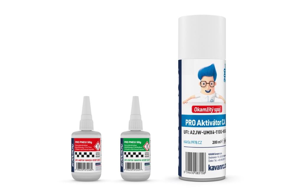 KAVAN PRO PNEU střední a řidké vteřinové lepidlo 50g + Kavan PRO aktivátor CA 200ml