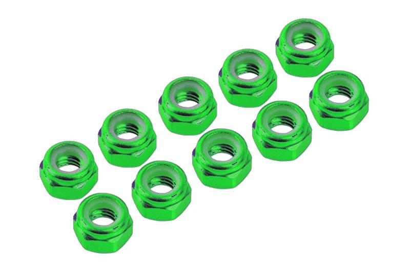 M3 hliníkové samojistné matičky zelené, 10 ks.