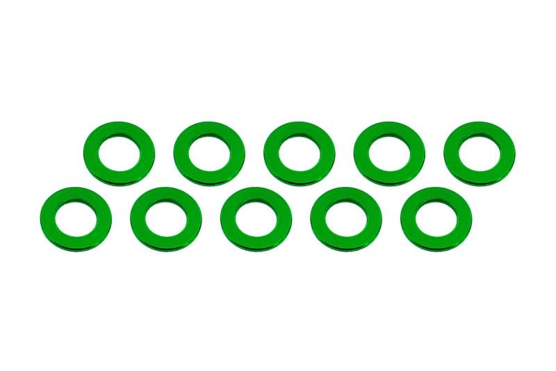 3x6x0,5mm hliníkové podložky zelené, 10 ks.