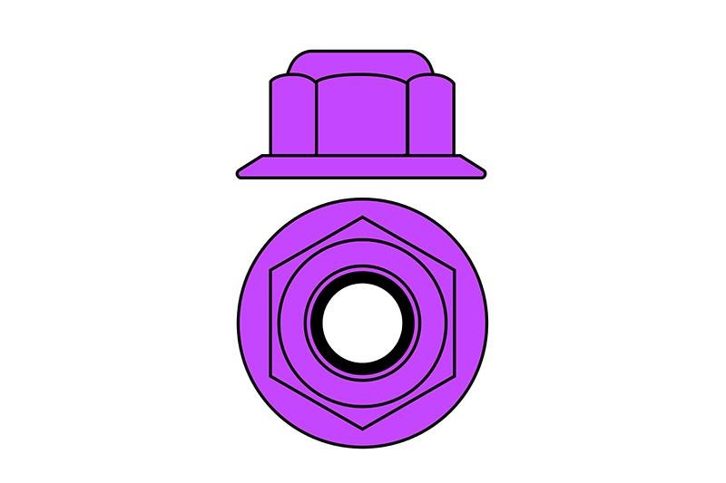 Hliníkové Nylon STOPmatky M3 s ploškou - fialové - 10 ks.