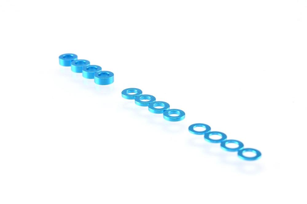 3mm sada podložek modré (0.5mm/1.0mm/2.0mm), 4+4+4 ks.