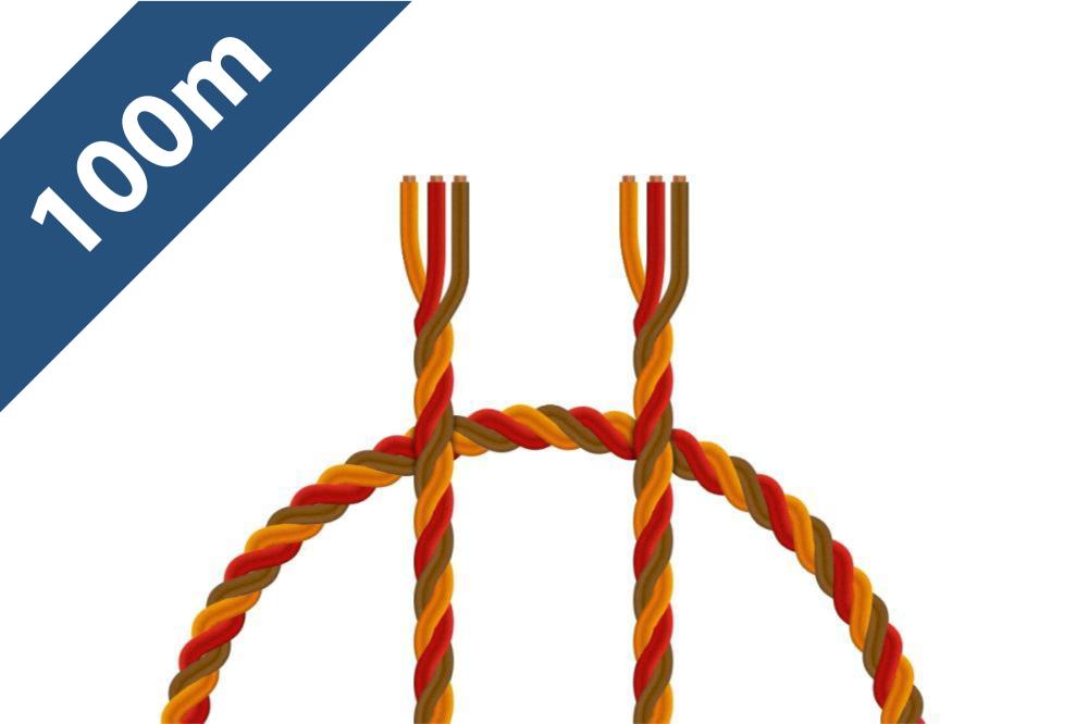 Kabel třížilový kroucený tlustý JR 0,25mm² (100m)