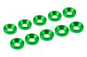 3 mm hliníkové konické podložky zelené, 10 ks.