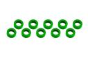 3x6x2mm hliníkové podložky zelené, 10 ks.